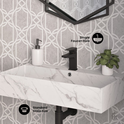 Swiss Madison Claire 22" Rectangle Wall-Mount Bathroom Sink in White Marble