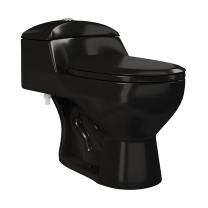 Swiss Madison Chateau One-Piece Elongated Toilet Dual-Flush in Glossy Black 1.1/1.6 gpf