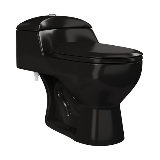 Swiss Madison Chateau One-Piece Elongated Toilet Dual-Flush in Glossy Black 1.1/1.6 gpf