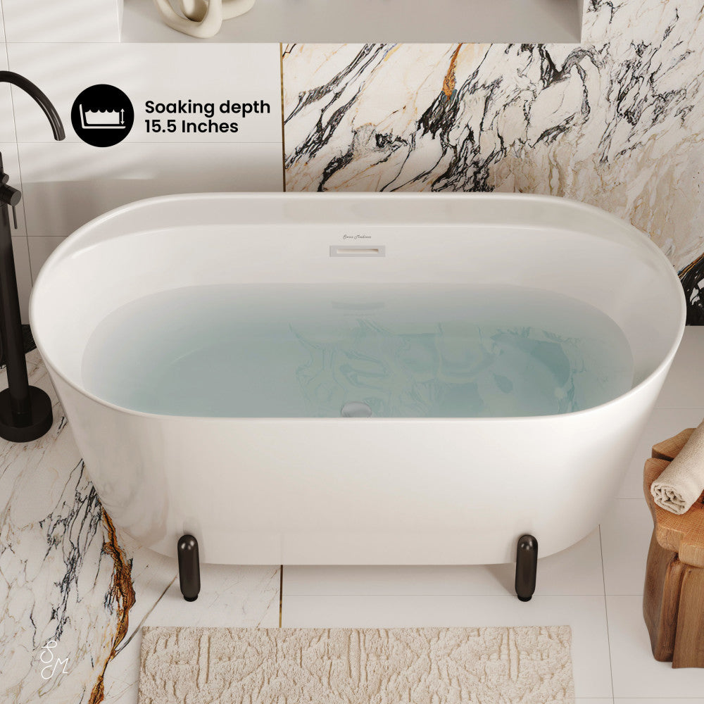 Swiss Madison Monaco 59" Freestanding Bathtub with Matte Black Stand