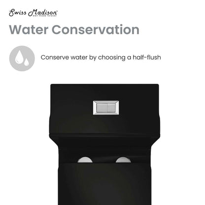 Swiss Madison Concorde One Piece Square Toilet Dual Flush in Glossy Black 1.1/1.6 gpf