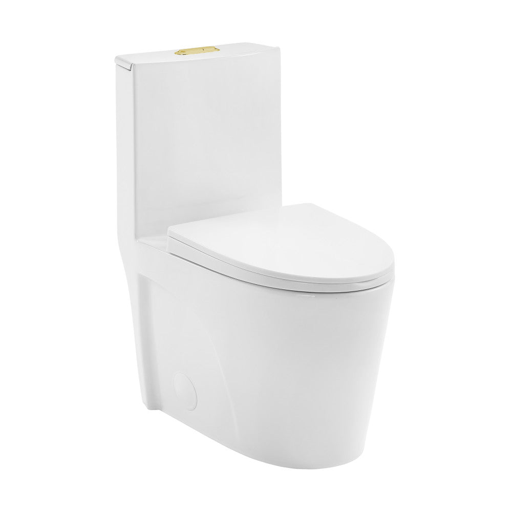 Swiss Madison St. Tropez One Piece Elongated Toilet Dual Vortex Flush, Gold Hardware