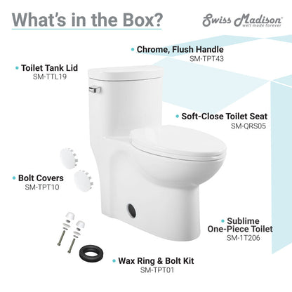 Swiss Madison Sublime One-Piece Elongated Left Side Flush Handle Toilet 1.28 gpf