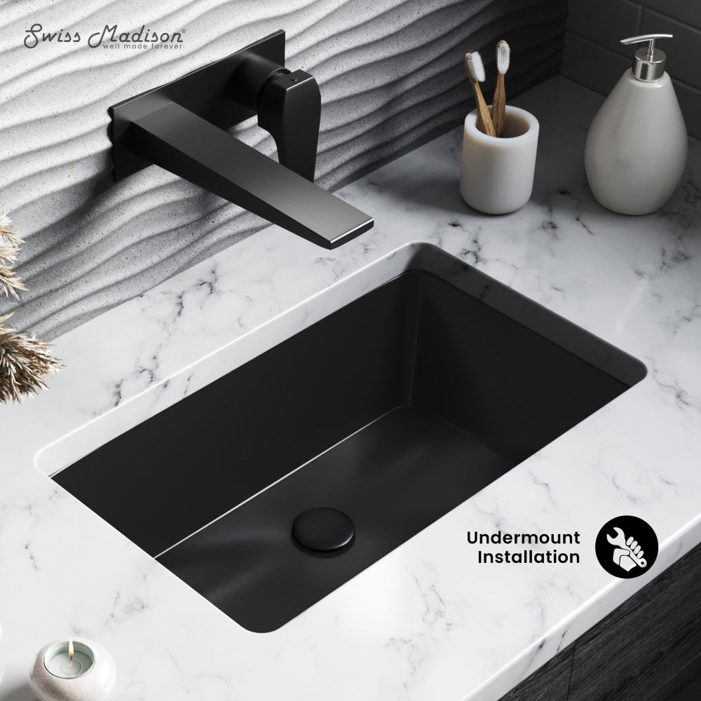 Swiss Madison Voltaire 21" Rectangle Undermount Bathroom Sink in Matte Black