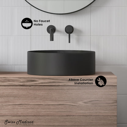 Swiss Madison Beau 16.5" Round Vessel Bathroom Sink in Matte Black