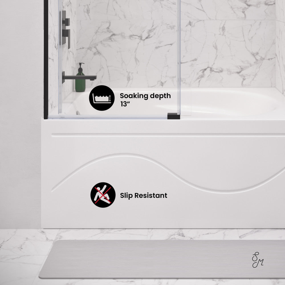 Swiss Madison Ivy 54 x 30 Skirted Left Drain Soaking Alcove Bathtub in Glossy White with Integrated Armrest