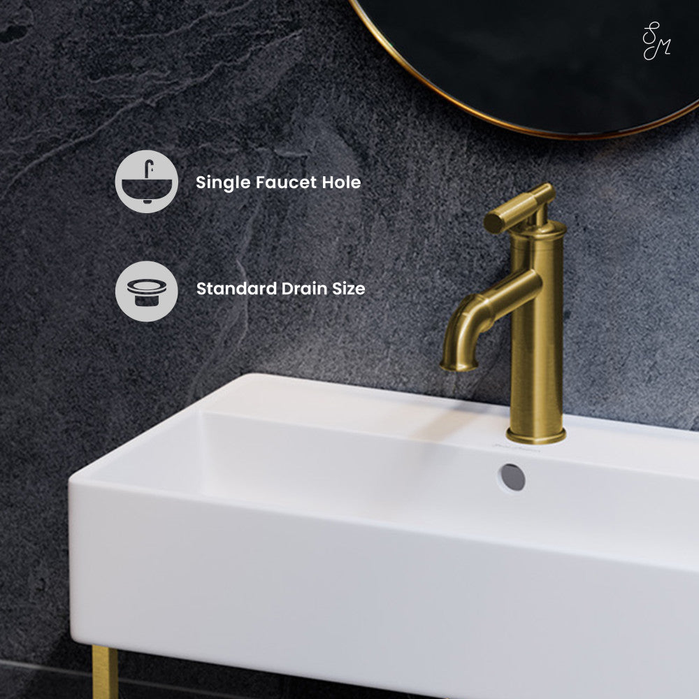 Swiss Madison Claire 22" Wall-Mount Bathroom Sink with Brushed Gold Towel Bar