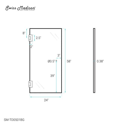 Swiss Madison Voltaire 24 x 58 Frameless Pivot 3/8 in. (10mm) Ultra Clear Tempered Glass Tub Door with Gold Brushed Hardware