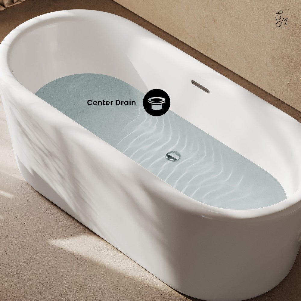 Swiss Madison Nanterre 68" Soaking Freestanding Bathtub in Glossy White, Drain Included
