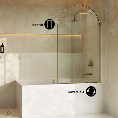 Swiss Madison Voltaire 24 x 58 Framed Fixed 3/8 in. (10mm) Clear Tempered Glass Tub Door with Brushed Gold Frame