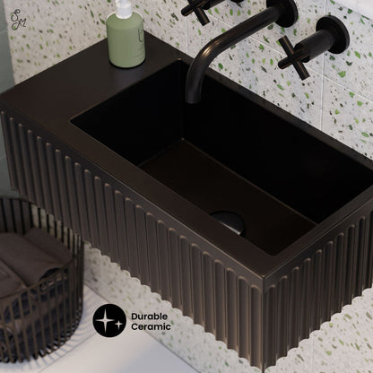 Swiss Madison Delice 24" Rectangle Wall-Mount Bathroom Sink in Matte Black