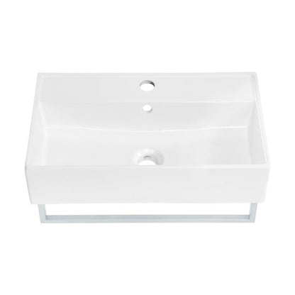 Swiss Madison Claire 22" Wall-Mount Bathroom Sink with Silver Towel Bar