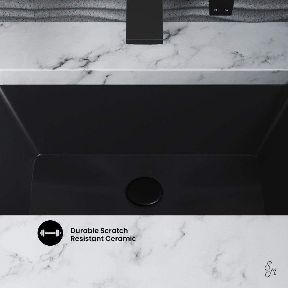 Swiss Madison Voltaire 21" Rectangle Undermount Bathroom Sink in Matte Black