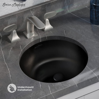 Swiss Madison Monaco 16" Ceramic Undermount Bathroom Sink in Matte Black
