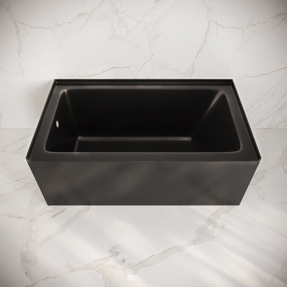 Swiss Madison Voltaire 54 x 30 Skirted Left Drain Soaking Apron Bathtub in Glossy Black