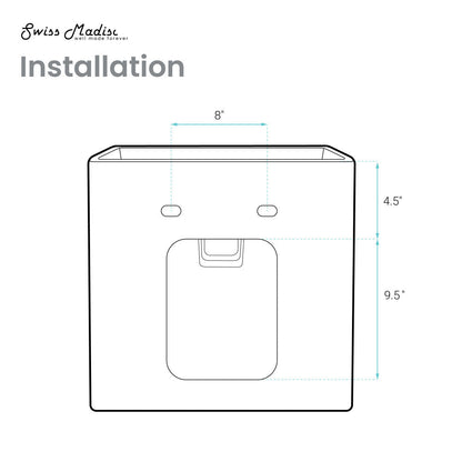 Swiss Madison Pur 16.5" Square Wall-Mount Bathroom Sink