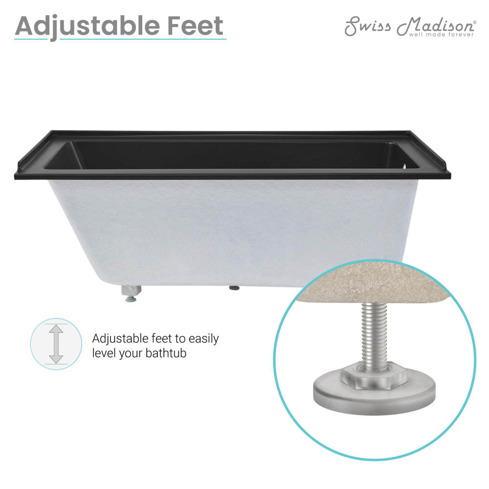 Swiss Madison Voltaire 60" x 30" Right-Hand Drain Alcove Bathtub in Matte Black