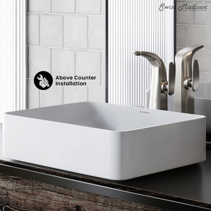 Swiss Madison Concorde Rectangle Ceramic Vessel Sink