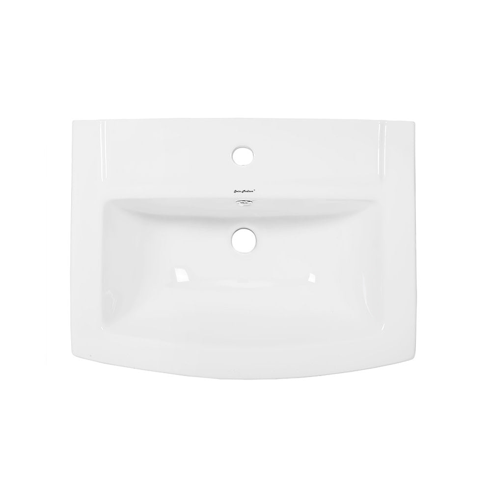 Swiss Madison Sublime Two-Piece Glossy White Ceramic Rectangular Pedestal Sink