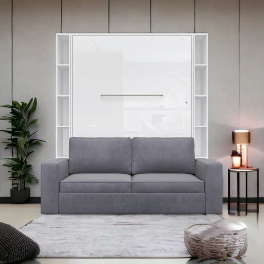 Maxima House Murphy Bed Invento Vertical European FULL size with a Sofa and two Bookcases