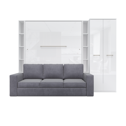 Maxima House Vertical Queen size Murphy Bed Invento with a Sofa, two Cabinets and Wardrobe