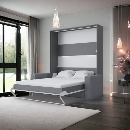 Maxima House European Queen size Vertical Murphy Bed Invento with a Sofa