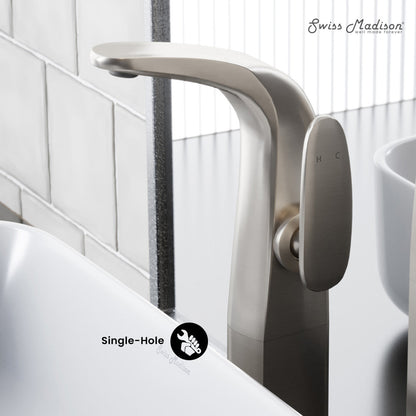 Swiss Madison Chateau Single Hole, Single-Handle, High Arc Bathroom Faucet in Brushed Nickel
