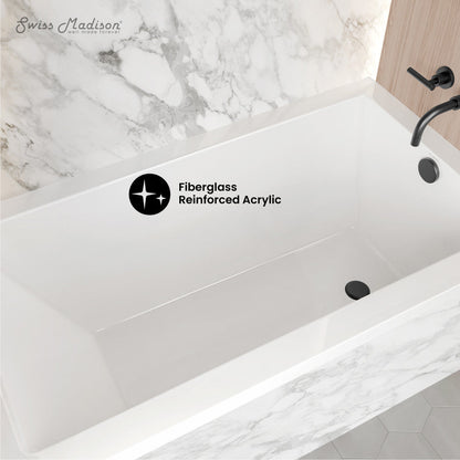 Swiss Madison Voltaire 54 x 30 Right Drain Soaking Alcove Bathtub in Glossy White
