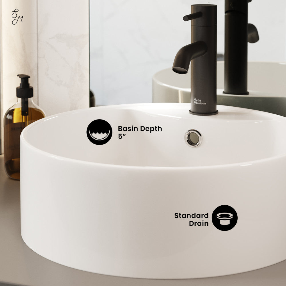 Swiss Madison Monaco Round Vessel Sink with Faucet Mount