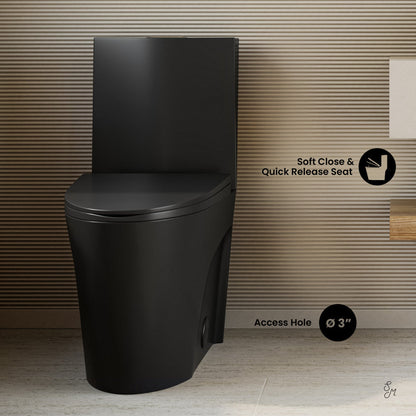 Swiss Madison St. Tropez One-Piece Elongated Toilet Vortex Dual-Flush in Matte Black 1.1/1.6 gpf
