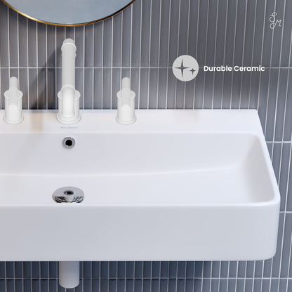 Swiss Madison Carre 36" Wall-Mount Bathroom Sink with 8" Widespread Holes