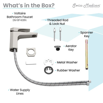 Swiss Madison Voltaire Single Hole, Single-Handle, Bathroom Faucet in Brushed Nickel