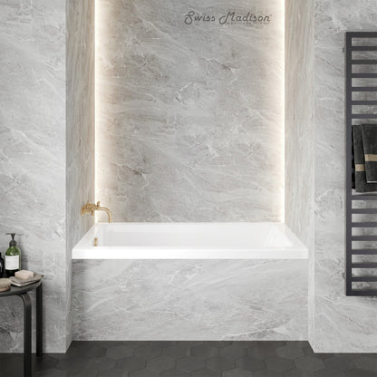 Swiss Madison Voltaire 54 x 30 Left Drain Soaking Alcove Bathtub in Glossy White