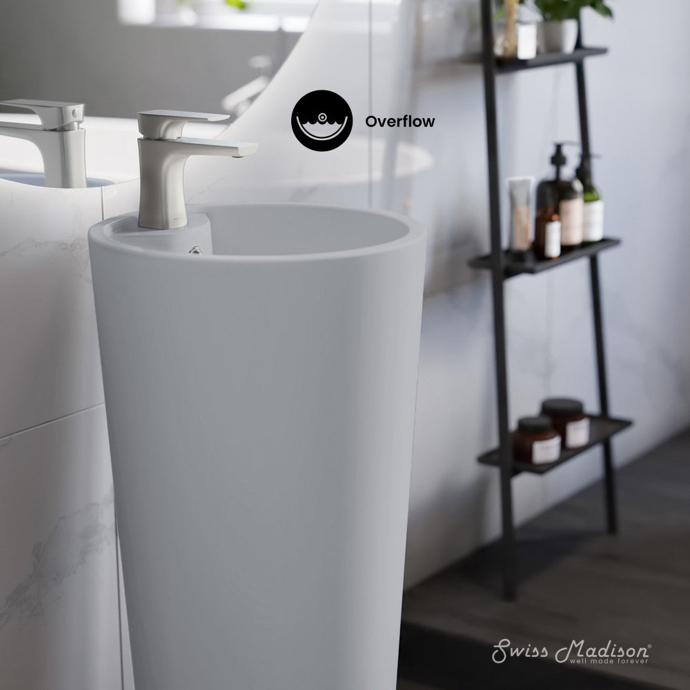 Swiss Madison Monaco Circular Basin Pedestal Sink Matte Grey