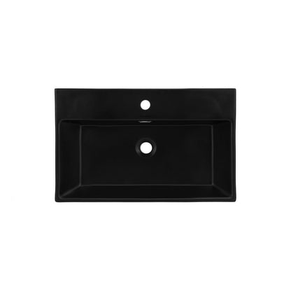 Swiss Madison Claire 24 Ceramic Console Sink Matte Black Basin Matte White Legs