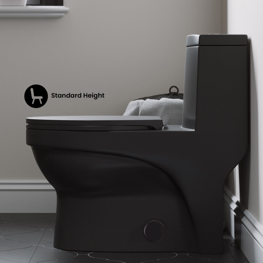 Swiss Madison Virage One-Piece Elongated Toilet Vortex Dual-Flush 1.1/1.6 gpf, Matte Black