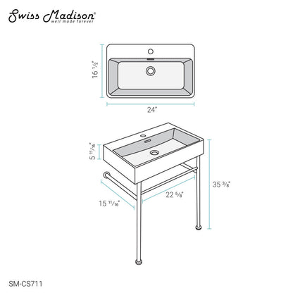 Swiss Madison Swiss Madison Well Made Forever SM-SK711-10C - Claire 24 Ceramic Console Sink Bundle