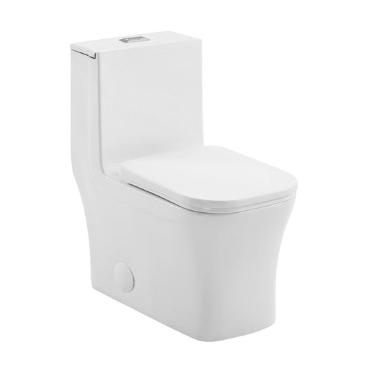 Swiss Madison Concorde One-Piece 12" Rough-in 1.1/1.6 GPF Dual Top Flush Square Toilet in Glossy White