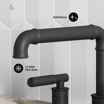 Swiss Madison Avallon 8 in. Widespread, Sleek Handle, Bathroom Faucet in Matte Black
