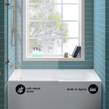 Swiss Madison Voltaire 60" x 30" Left-Hand Drain Alcove Bathtub with Apron and Armrest