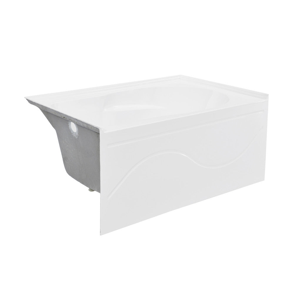 Swiss Madison Ivy 54 x 30 Skirted Left Drain Soaking Alcove Bathtub in Glossy White with Integrated Armrest