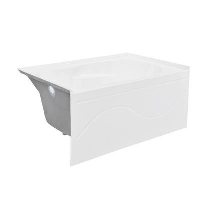 Swiss Madison Ivy 54 x 30 Skirted Left Drain Soaking Alcove Bathtub in Glossy White with Integrated Armrest