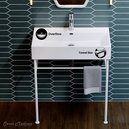 Swiss Madison Claire 30" White Basin Matte White Legs