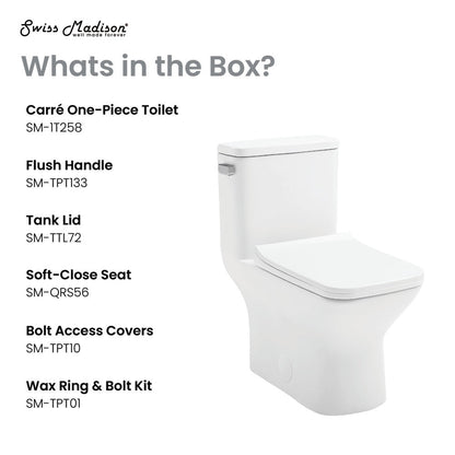 Swiss Madison Carre One-Piece Square Toilet Left Side Flush Handle Toilet 1.28 gpf