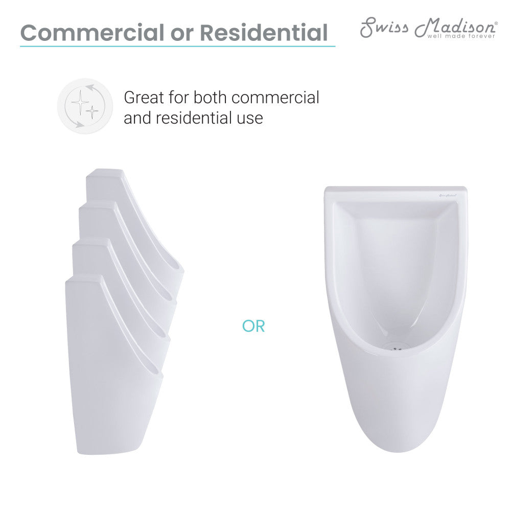 Swiss Madison Voltaire Waterless Urinal in White