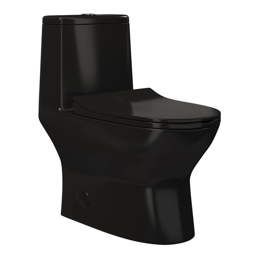 Swiss Madison Ivy One Piece Toilet Dual Vortex Flush in Glossy Black 1.1/1.6 gpf