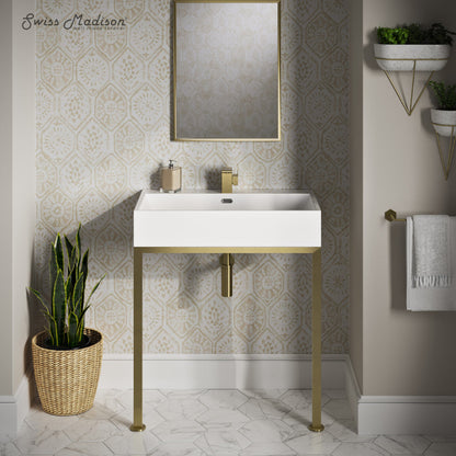 Swiss Madison Concorde 30" Rectangle Console Sink with Brushed Gold Legs