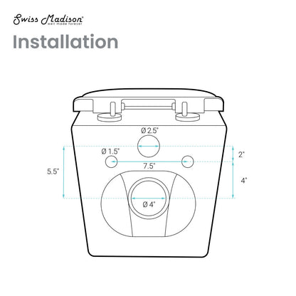 Swiss Madison Calice Wall-Hung Toilet Bundle 0.8/1.6 GPF Dual Flush in Glossy White with Black Flush Plate