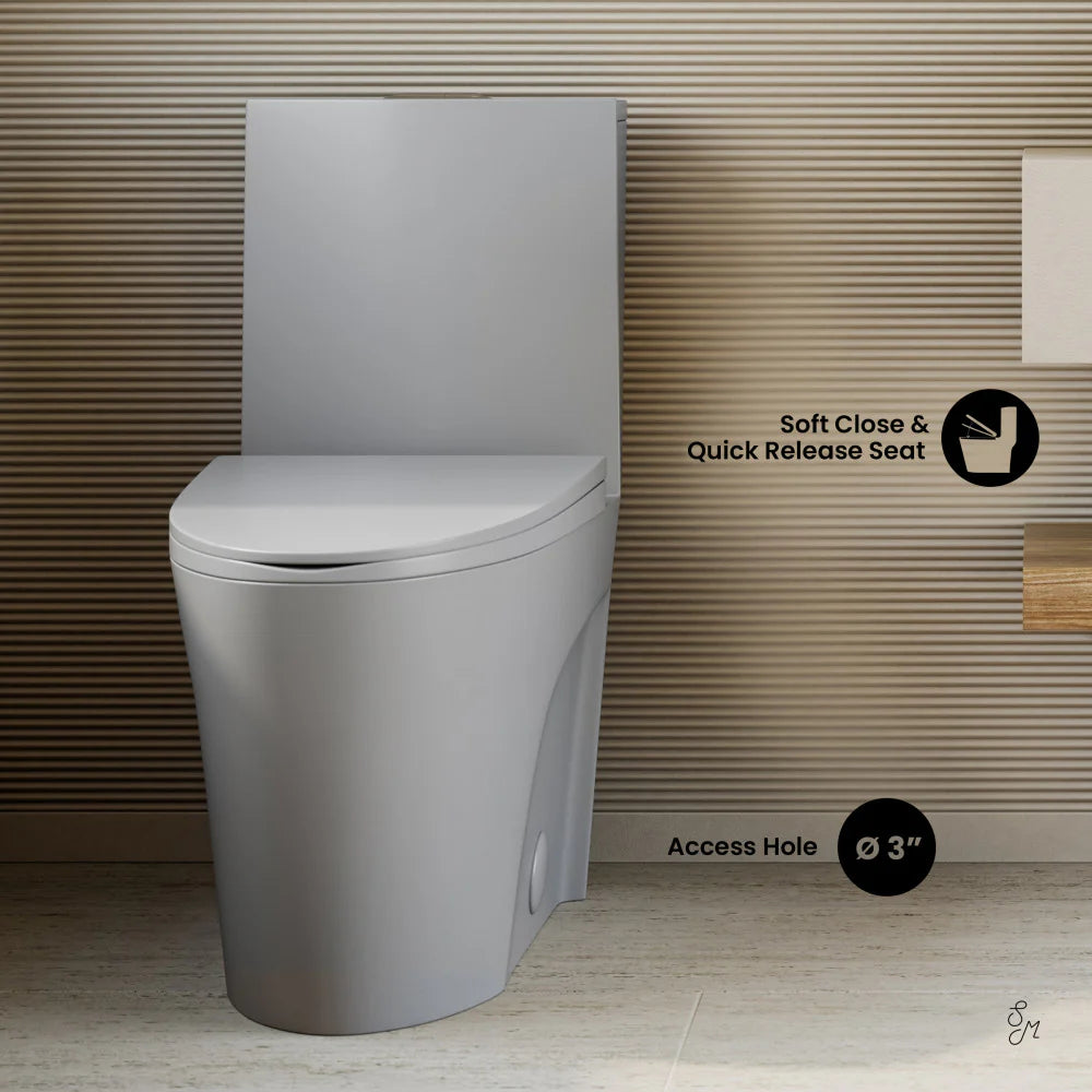 Swiss Madison St. Tropez One-Piece Elongated Toilet Vortex™ Dual-Flush 1.1/1.6 gpf in Matte Grey