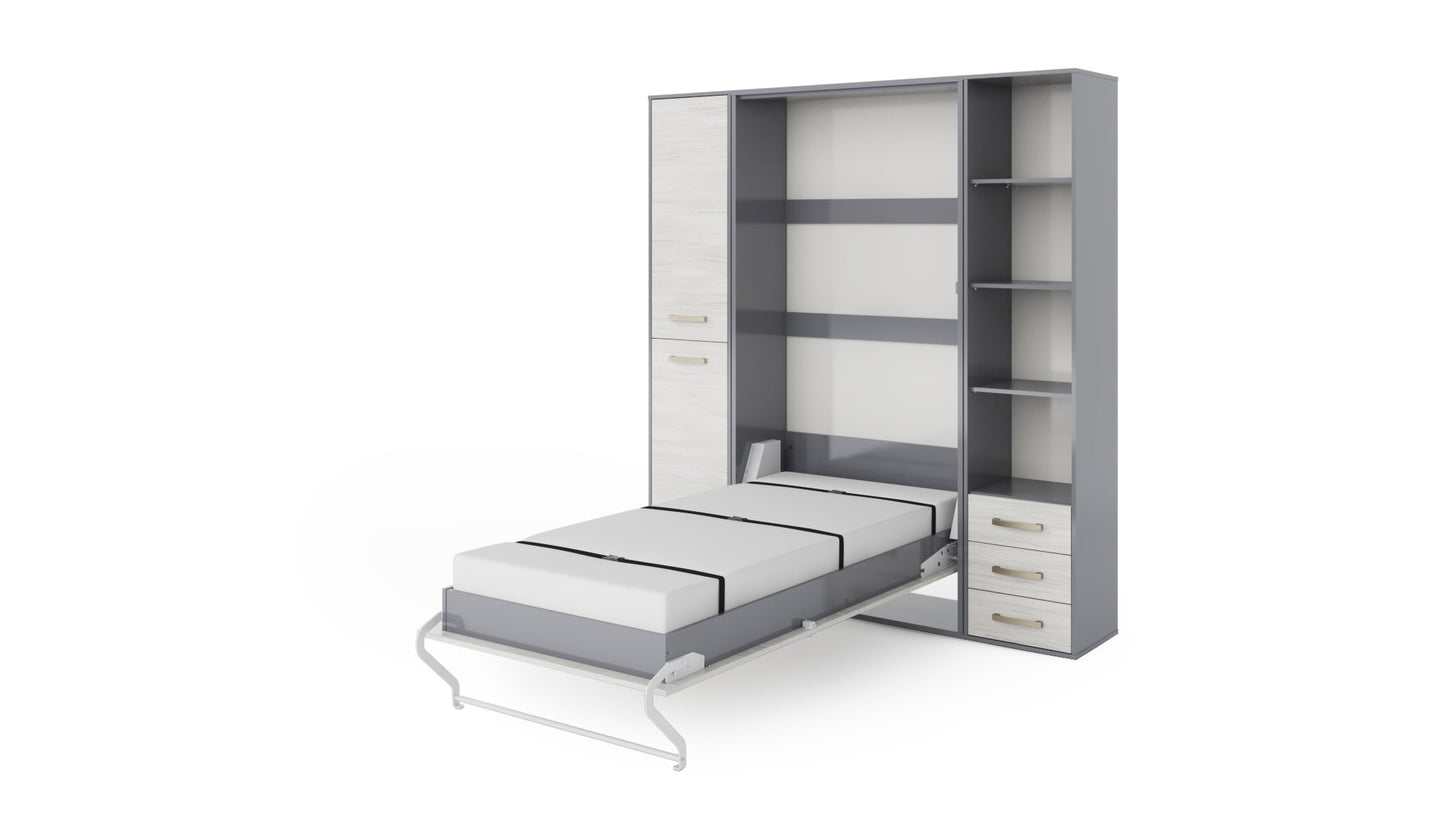 Maxima House Invento Vertical Murphy bed Bed, European Twin Size with 2 cabinets